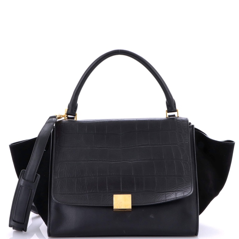 Trapeze Bag Crocodile Embossed Leather Medium