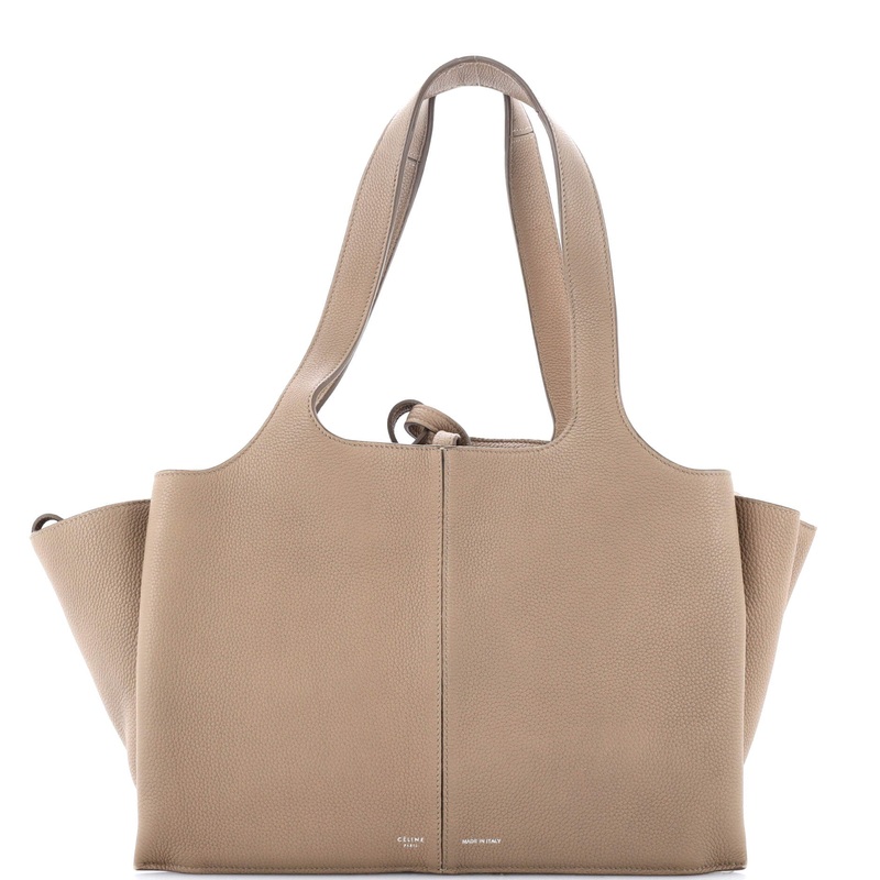 Tri-Fold Shoulder Bag Grained Calfskin Small