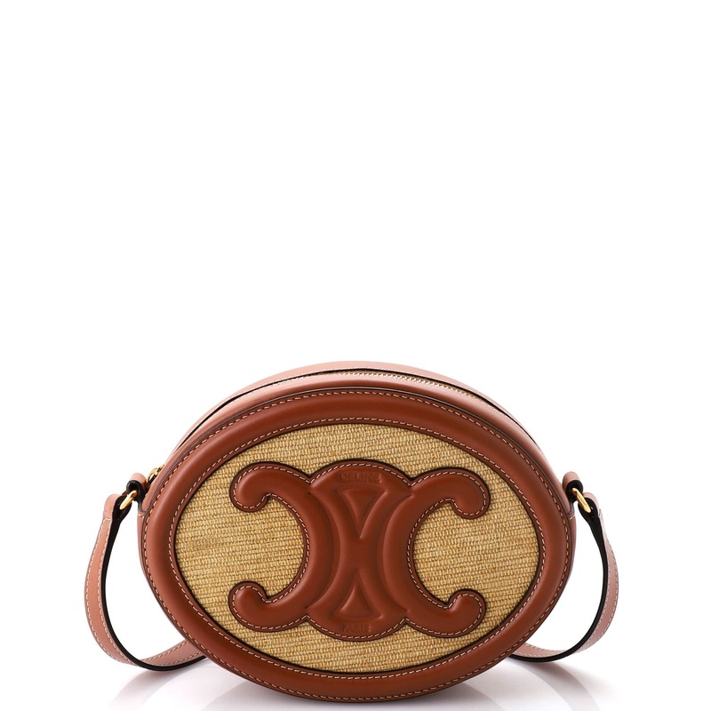 Triomphe Oval Crossbody Bag Canvas and Leather