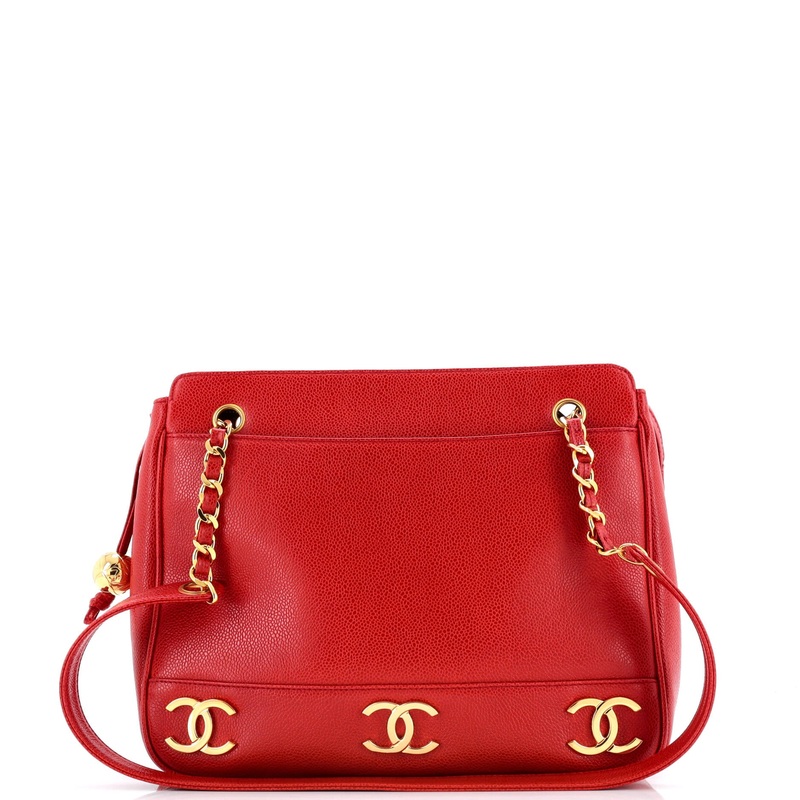 Vintage Metal CC Shoulder Bag Caviar Small