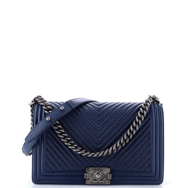 Boy Flap Bag Chevron Wrinkled Lambskin New Medium