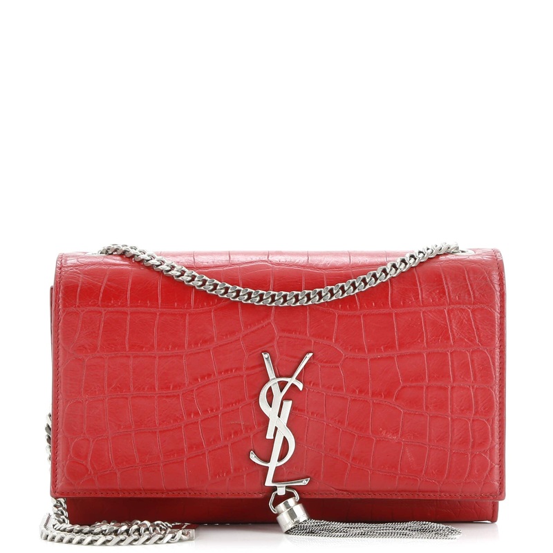 Classic Monogram Tassel Crossbody Bag Crocodile Embossed Leather Medium