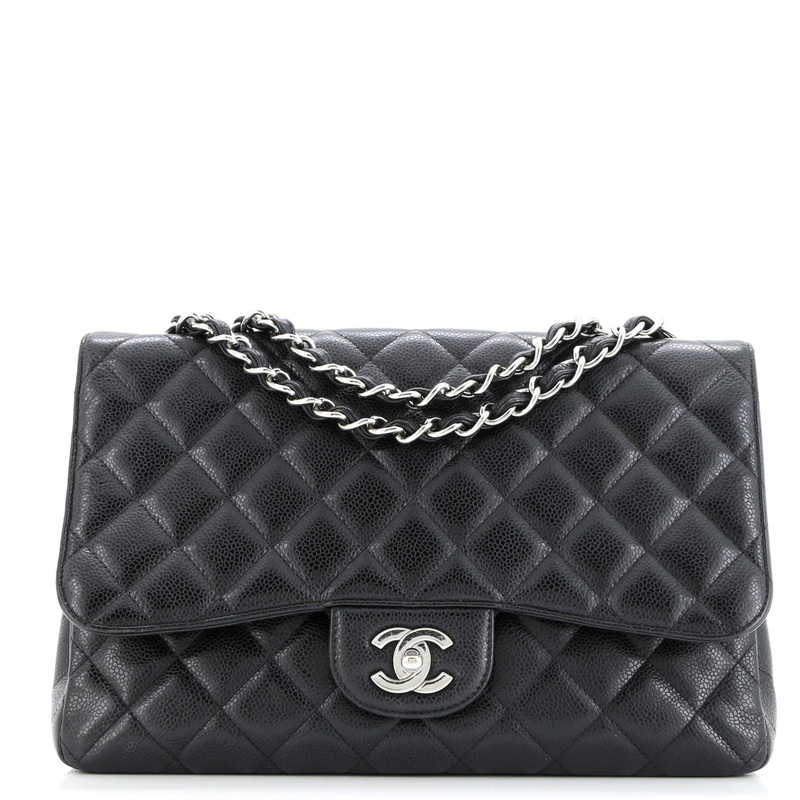 Classic Single Flap Bag Quilted Caviar Jumbo