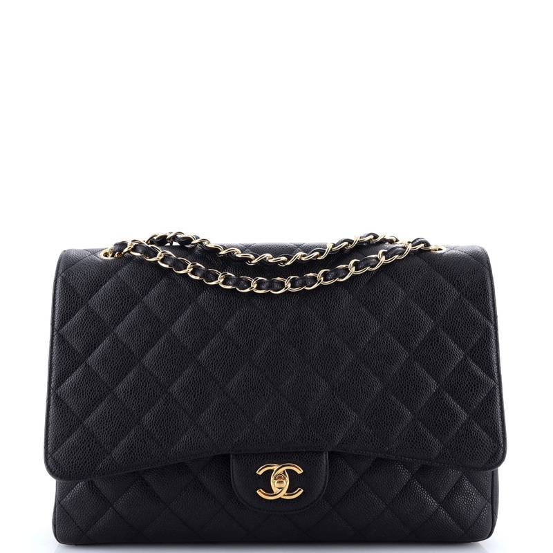 Classic Single Flap Bag Quilted Caviar Maxi