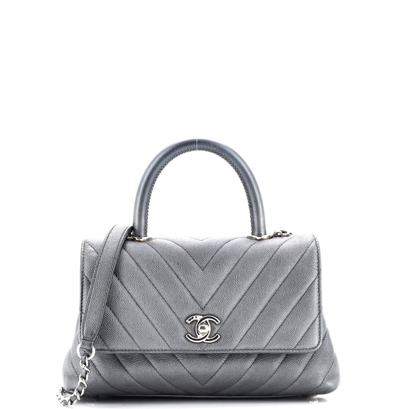 Coco Top Handle Bag Chevron Caviar Mini