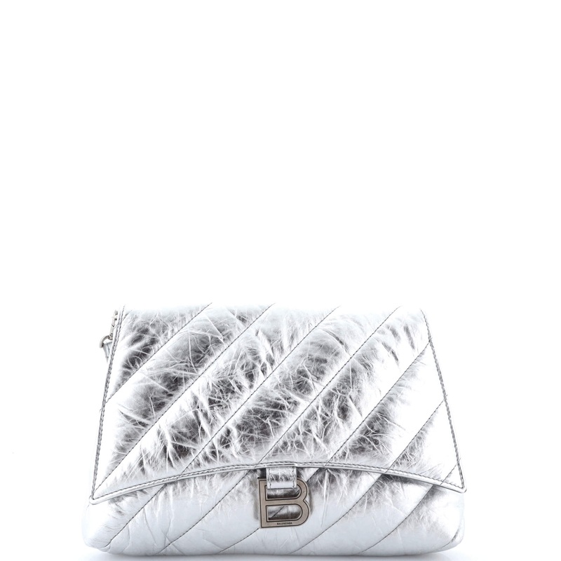 Crush Chain Flap Bag Quilted Crushed Calfskin Small
