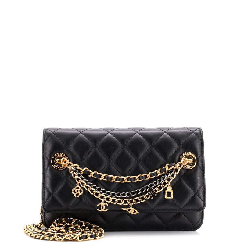 Egyptian Amulet Wallet on Chain Quilted Lambskin