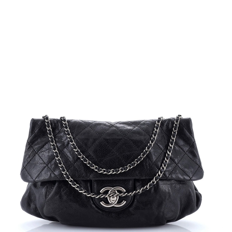 Elastic Flap Bag Quilted Glazed Caviar Medium