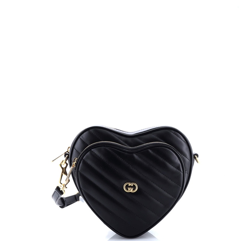Interlocking G Heart Shoulder Bag Diagonal Quilted Leather Mini