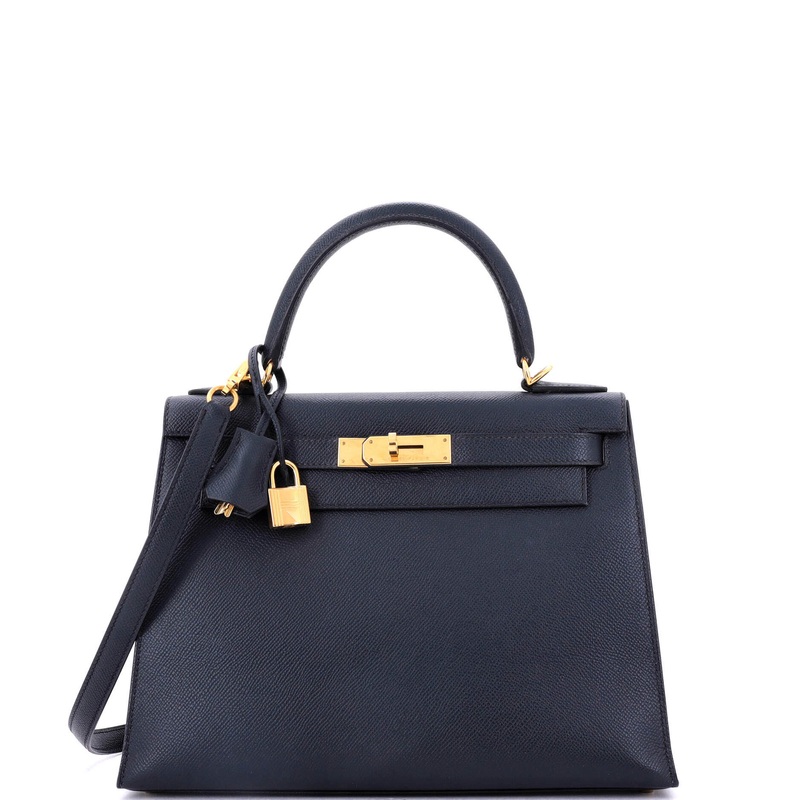 Kelly Handbag Bleu Indigo Epsom with Gold Hardware 28