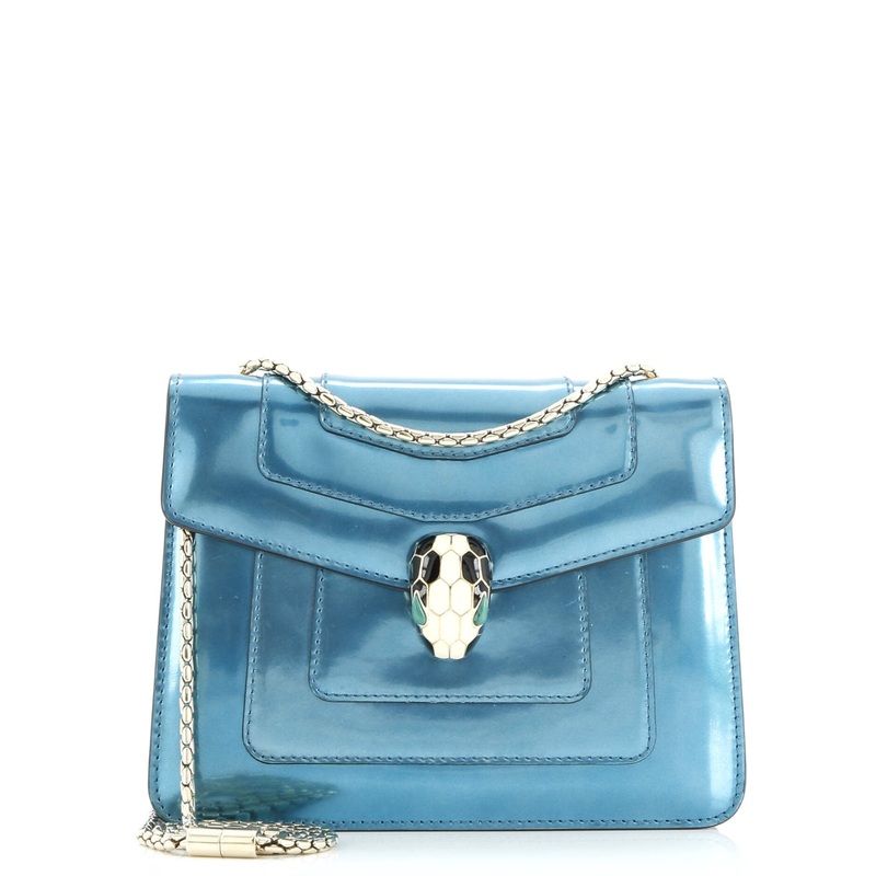 Serpenti Forever Square Shoulder Bag Metallic Leather Small