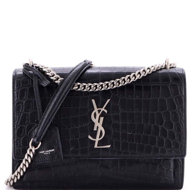 Sunset Crossbody Bag Crocodile Embossed Leather Medium