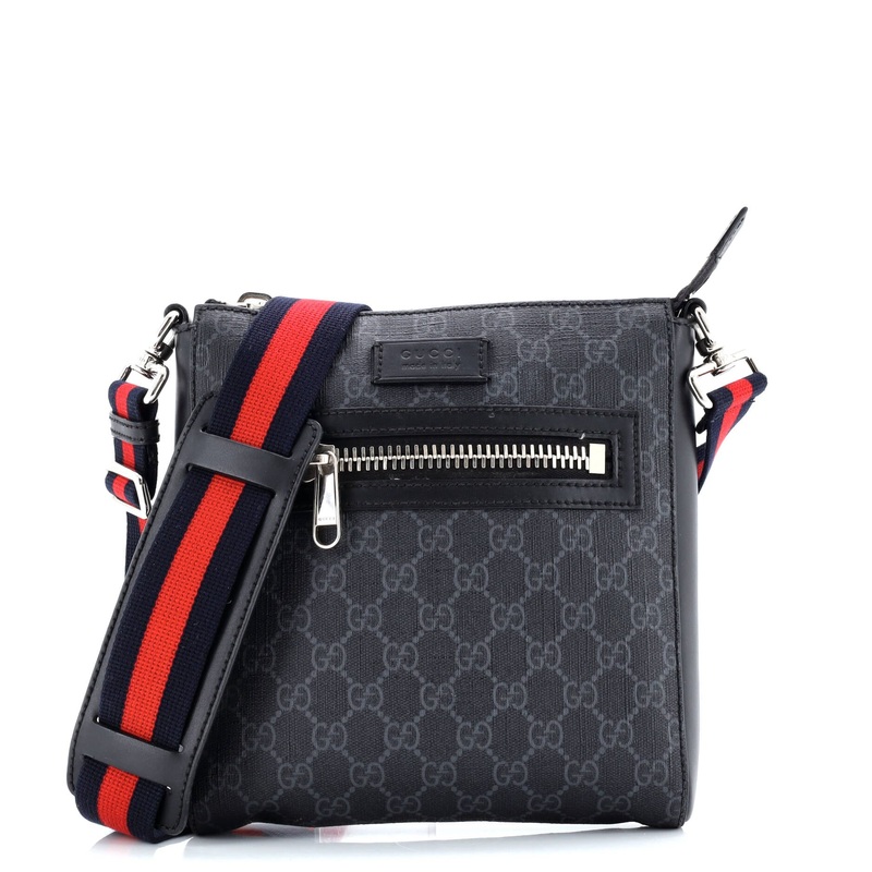 Web Strap Front Zip Messenger Bag GG Coated Canvas Small