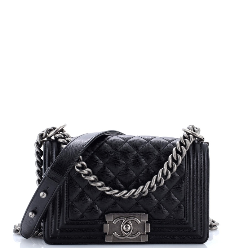 Boy Flap Bag Quilted Caviar Small