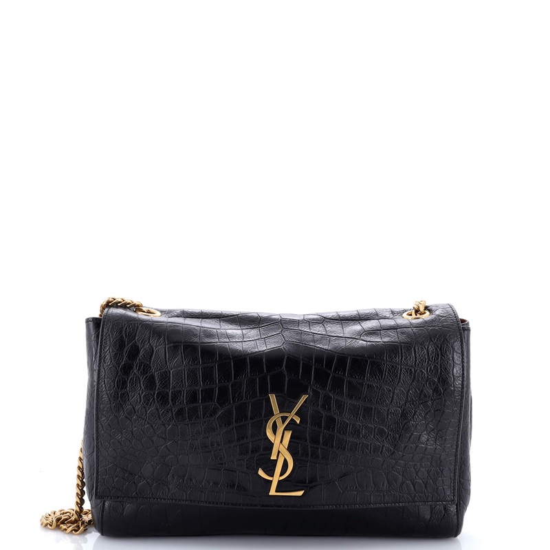 Classic Monogram Reversible Shoulder Bag Crocodile Embossed Leather and Suede Medium
