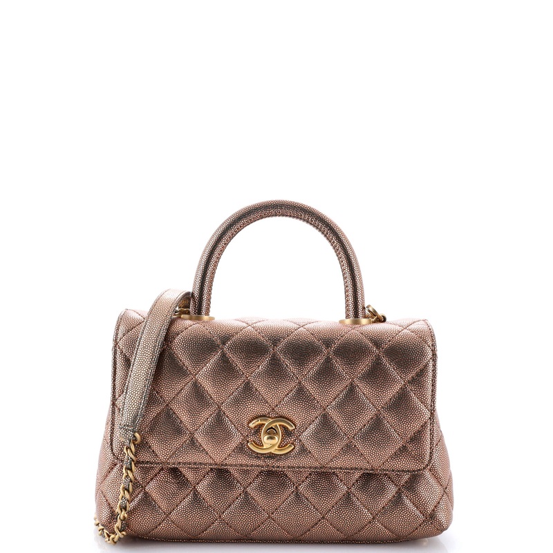 Coco Top Handle Bag Quilted Iridescent Caviar Mini