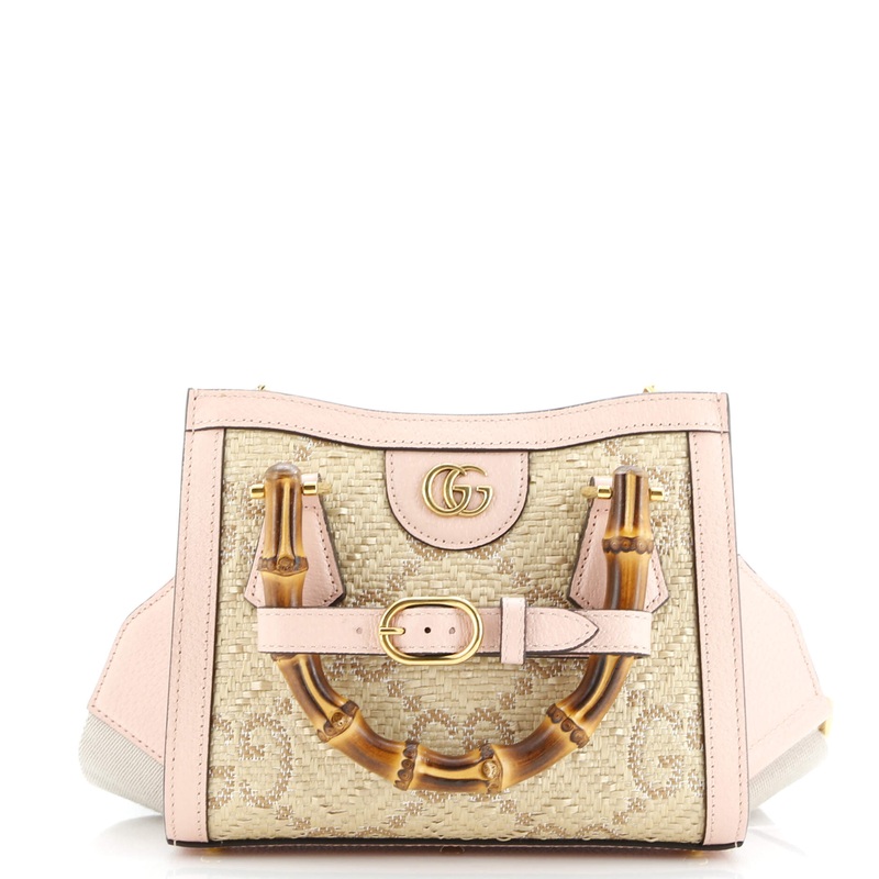 Diana NM Bamboo Handle Tote GG Raffia Mini