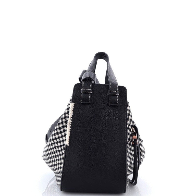 Hammock Bag Leather and Tweed Small