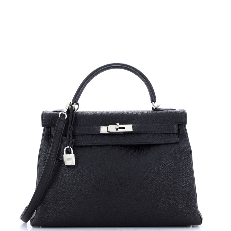 Kelly Handbag Noir Togo with Palladium Hardware 32