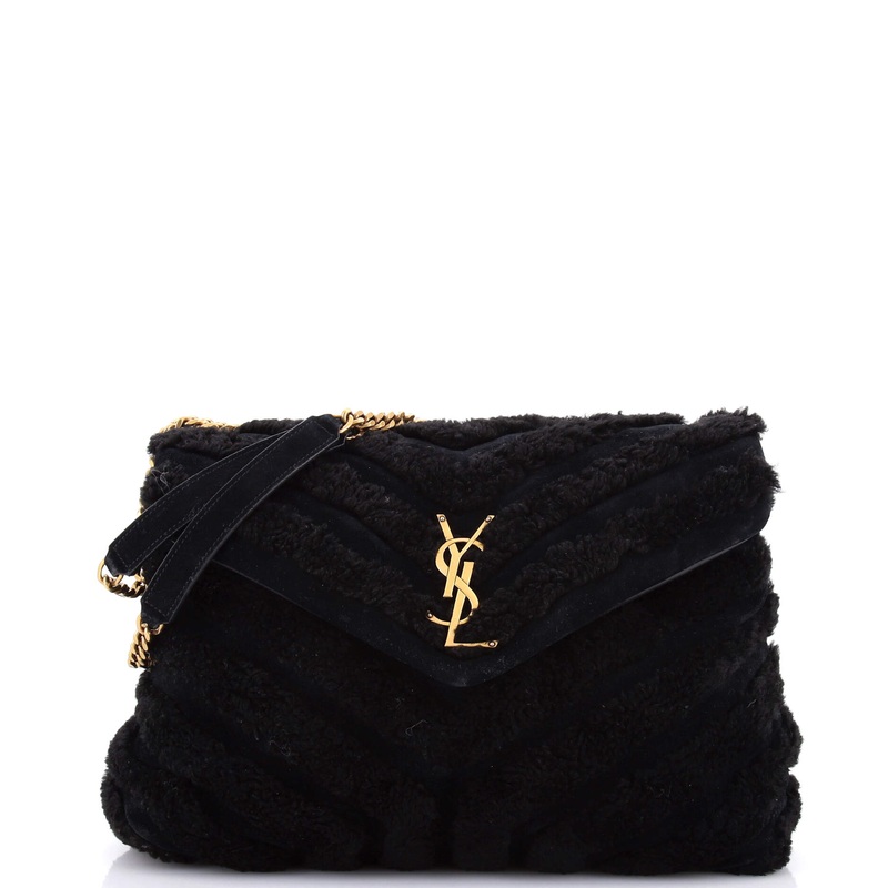 Loulou Shoulder Bag Matelasse Chevron Shearling Medium