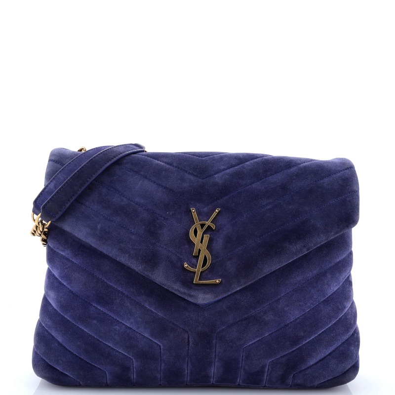 Loulou Shoulder Bag Matelasse Chevron Suede Medium