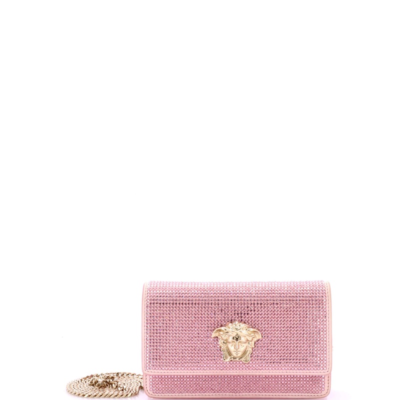 Palazzo Medusa Chain Crossbody Bag Crystal Embellished Leather