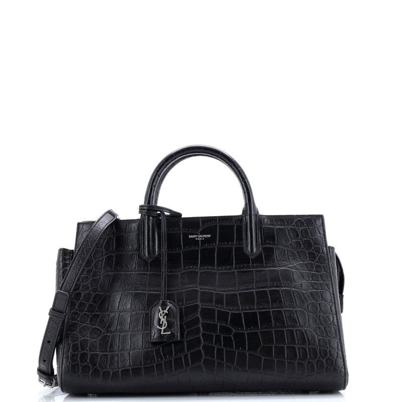 Rive Gauche Cabas Crocodile Embossed Leather Small