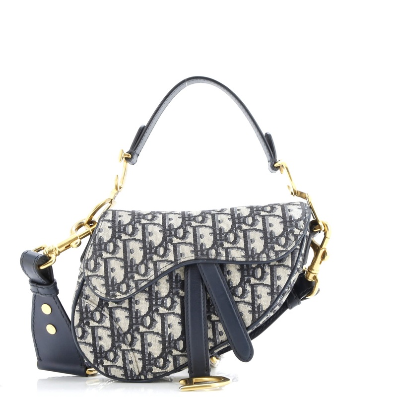 Saddle Handbag with Strap Oblique Canvas Mini