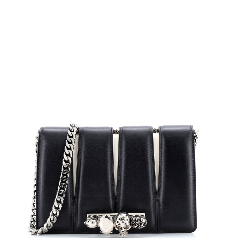 The Slash Skull Chain Clutch Leather