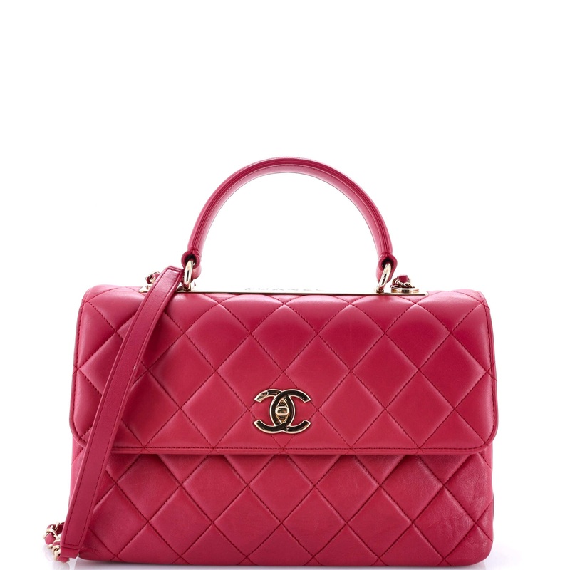 Trendy CC Top Handle Bag Quilted Lambskin Medium