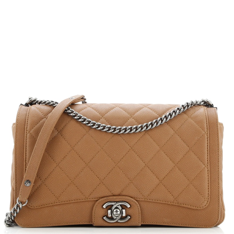 Turn Around Ligne Flap Bag Quilted Washed Caviar Large