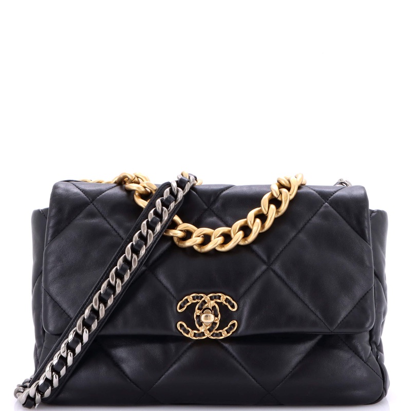 19 Flap Bag Quilted Leather Large