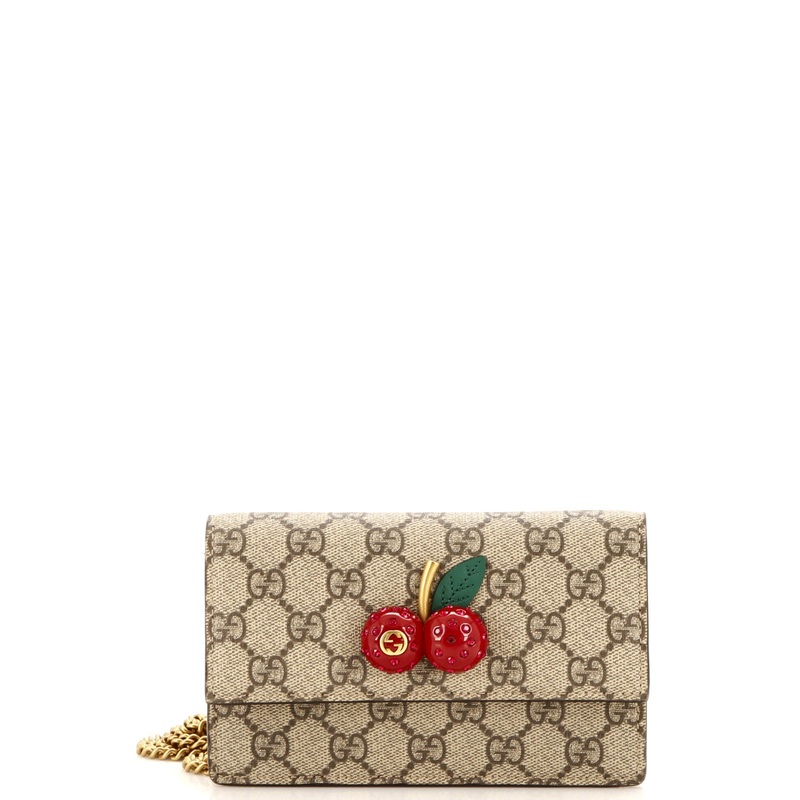 Cherries Wallet on Chain GG Coated Canvas Mini