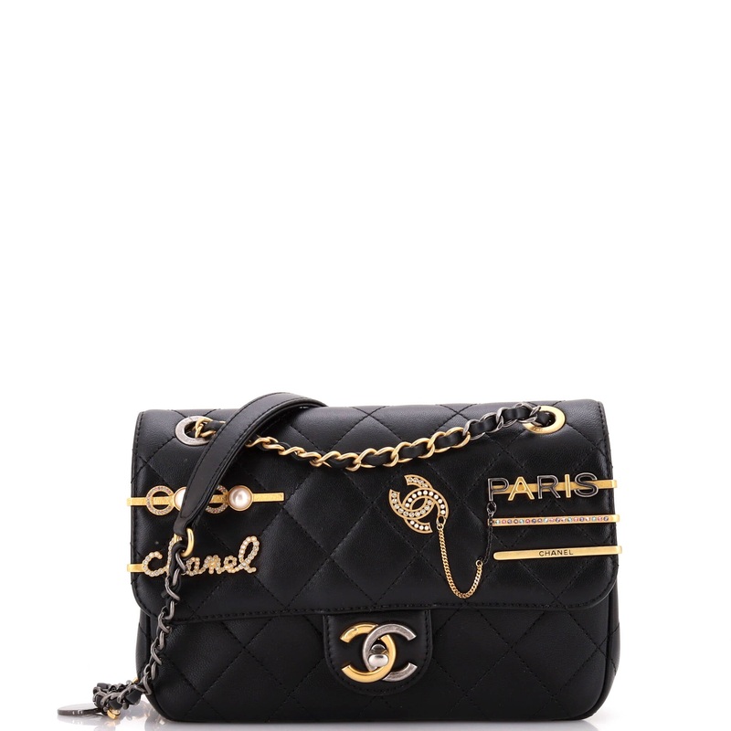 Coco Clips Flap Bag Embellished Quilted Lambskin Small