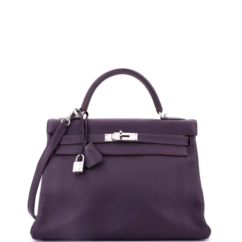 Kelly Handbag Cassis Clemence with Palladium Hardware 32