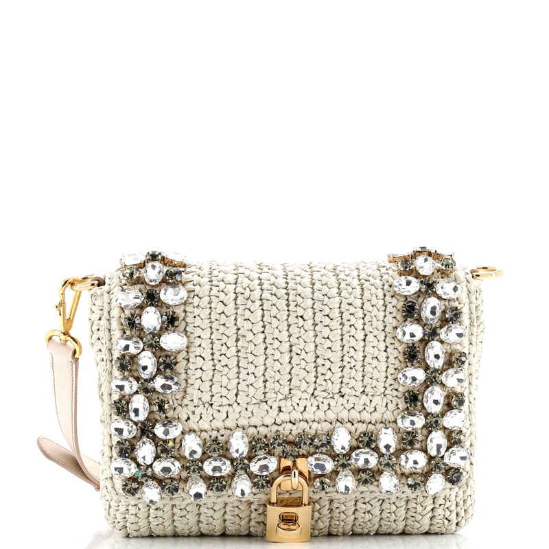Miss Dolce Shoulder Bag Embellished Raffia Medium
