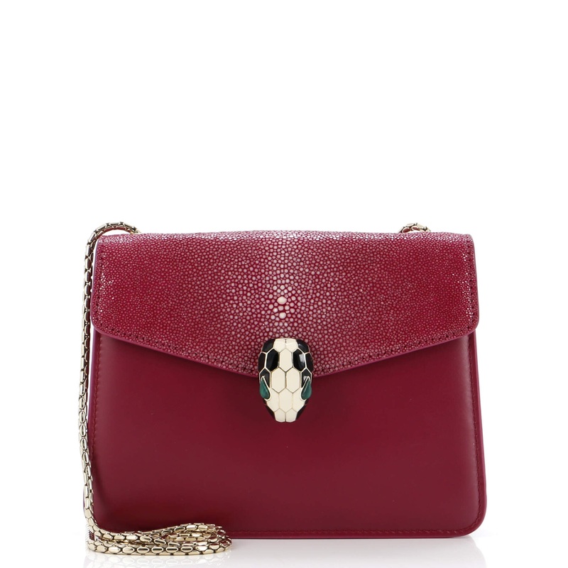 Serpenti Forever Square Shoulder Bag Leather and Stingray Small