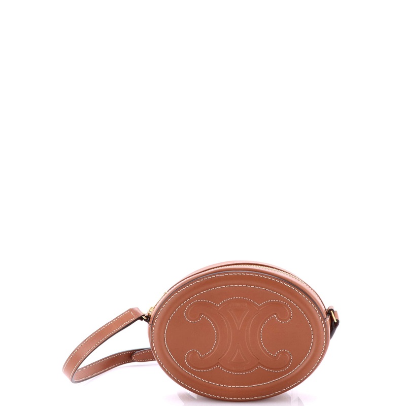 Triomphe Oval Crossbody Bag Leather Mini
