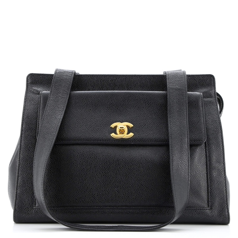 Vintage Front Pocket Tote Caviar Medium