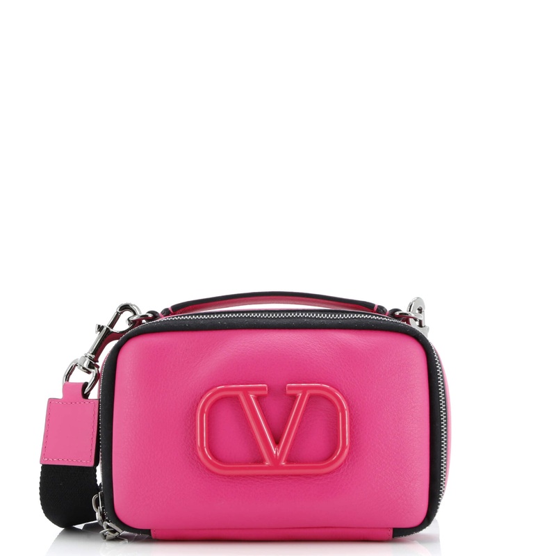 VLogo Zip Around Camera Crossbody Bag Leather