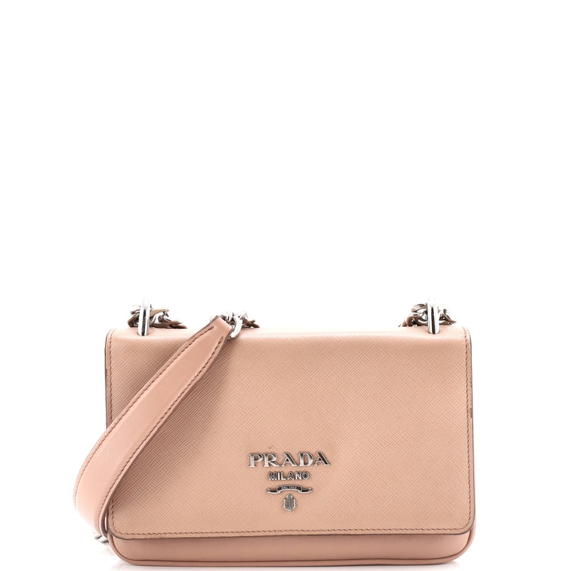 Chain Flap Crossbody Bag Saffiano and Soft Calf Small