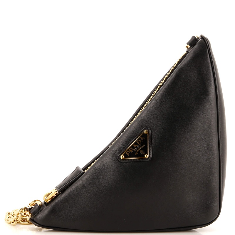 Double Symbole Triangle Bag Leather and Jacquard Mini