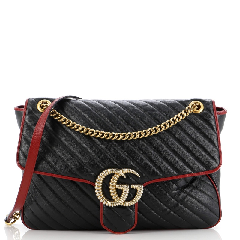 GG Marmont Flap Bag Diagonal Quilted Leather Medium