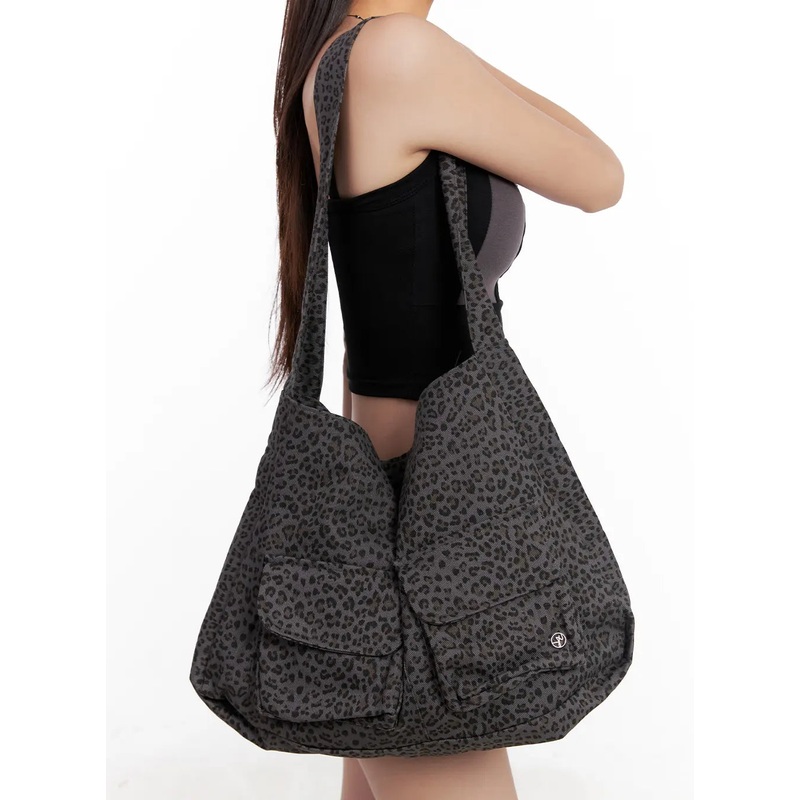 Leopard Print Multi-Pocket Tote Bag CL522