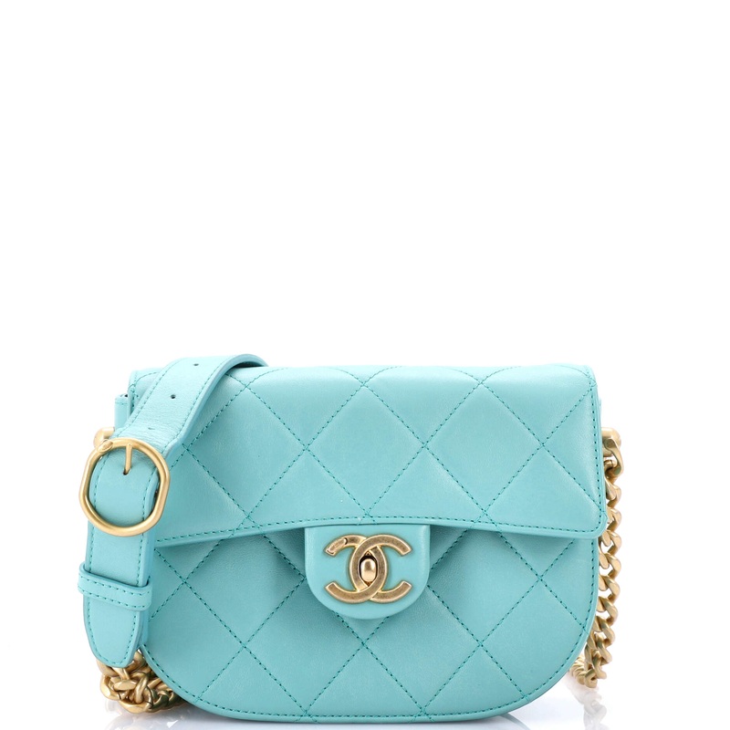 Moon Flap Messenger Bag Quilted Calfskin Mini