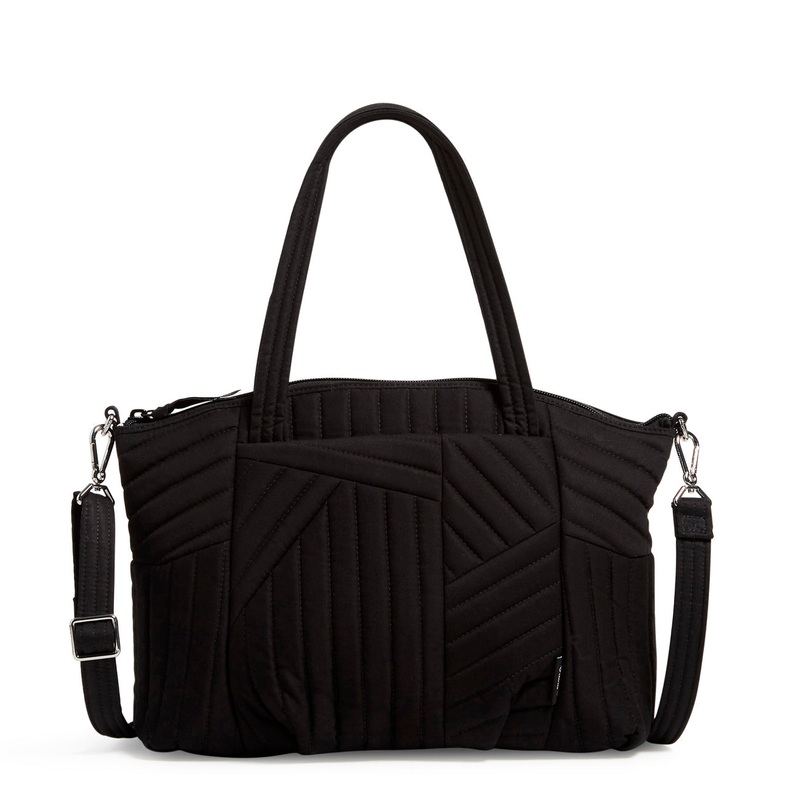 Pleated Multi-Strap Satchel Bag - Black