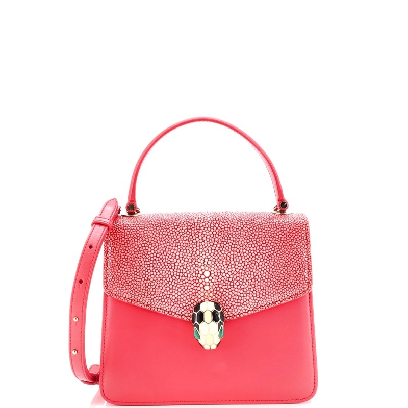 Serpenti Forever Top Handle Bag Leather and Stingray Small