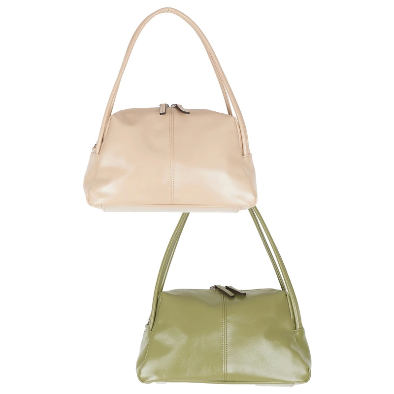 Stitched Faux Leather Shoulder Bag IU512