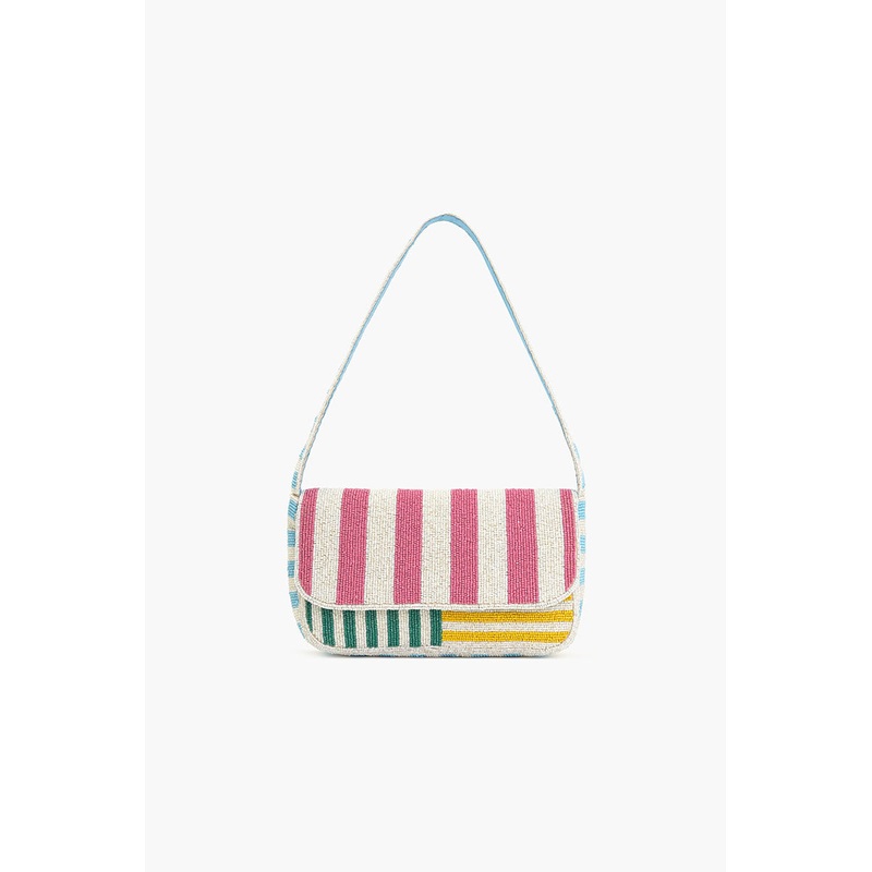 Candy Stripes Embelished Shoulder Bag