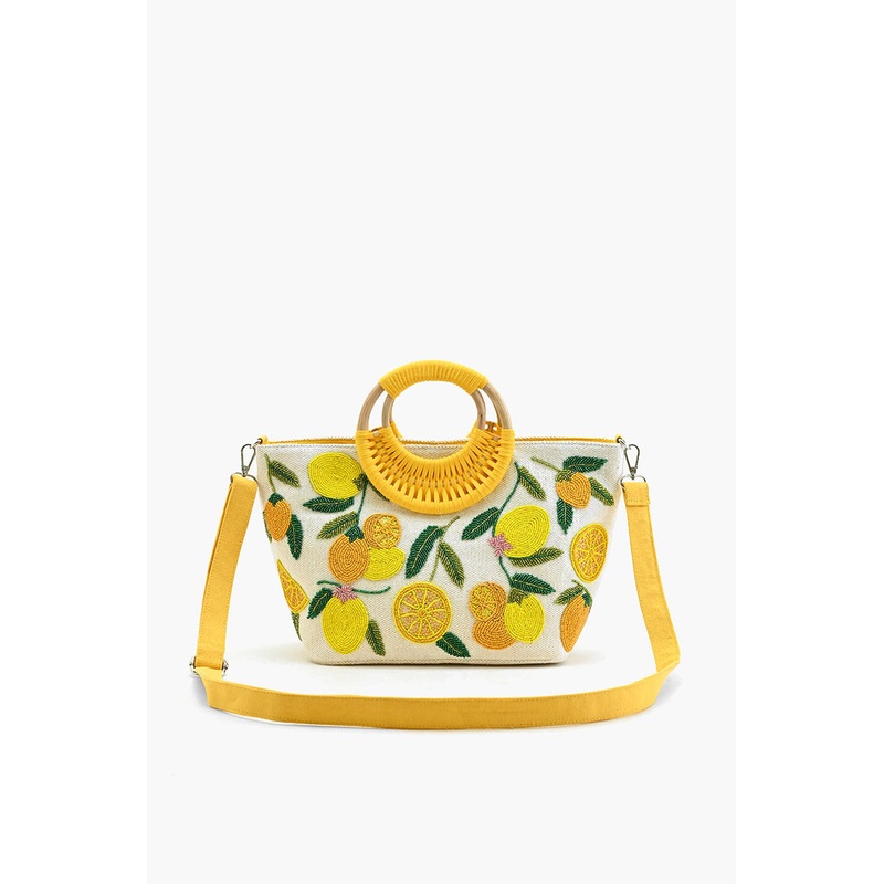 Make Lemonade Tote with Wicker Handle
